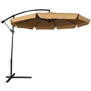 BAKAJI Ombrellone da Giardino Decentrato 3x3 Mt Palo Alluminio Chiusura a Manovella Base a Croce Sistema Air Vent Arredamento Esterno Gazebo Piscina Giardino Terrazzo Ambienti Esterni (Coffee)