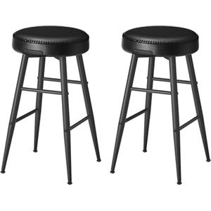 VASAGLE EKHO Collezione - Sgabelli Cucina, Set da 2 Sgabelli Alti da Bar, Sedie Cucina, PU con Cucitura, Moderno di metà Secolo, Altezza 63 cm, Facile da Montare, Nero Inchiostro LBC080B01