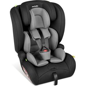 tectake® Seggiolino Auto Bambini i-Size, Omologato ECE R129, Cintura a 5 Punti, Seggiolino Auto ISOFIX e Top Tether, Size 76 cm to 150 cm, Max 36 kg, Poggiatesta Bimbi Regolabile - GrigioScuro/Nero