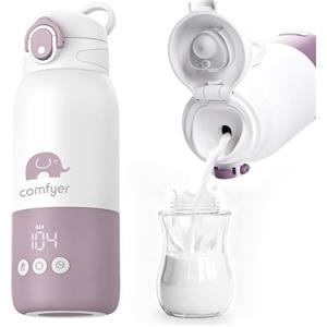 comfyer Scaldabiberon Portatile, Riscaldamento Rapido e Lunga Durata della Batteria, 2 Modalità per Latte Materno e Acqua, Grande Capacità di 340ml per Tutto il Giorno