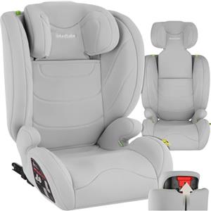tectake® Seggiolino Auto i-Size con ISOFIX, Omologazione ECE R129, Protezione Impatti Laterali, Altezza Regolabile 100-150cm, Lavabile, carico max 36kg, cintura sicurezza 3 punti - Grigio Chiaro
