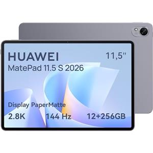 HUAWEI MatePad 11.5 S 2026 Tablet con Display PaperMatte ultra-luminoso 2.8K 144Hz, 12+256GB, Batteria da 8800 mAh, SuperCharge 40W, WiFi 6+, Bluetooth 5.2, Notes, GoPaint, Garanzia di 30 mesi