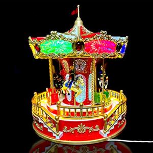 BAKAJI Giostrina Carosello di Natale con Luci e Suoni, Decorazione Natalizia Addobbo Festivo Girevole e Colorato, Ornamento Figurativo Natalizio per Casa, Negozio, Ufficio, Vetrine