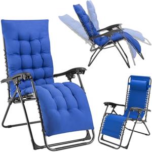 BAKAJI Sedia Poltrona Giardino Con Cuscino Gravita Zero Pieghevole Acciaio Oxford Relax Salvaspazio Tubolari Acciaio Reclinabile Tessuto in Oxford, Mare Spiaggia Piscina Arredo Esterno Blu