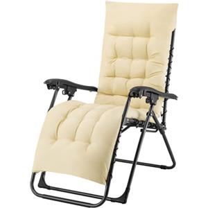 BAKAJI Sedia Poltrona Giardino Con Cuscino Gravita Zero Pieghevole Acciaio Salvaspazio Tubolari Acciaio Reclinabile Tessuto in Oxford, Mare Spiaggia Piscina Arredo Esterno (Beige Con Cuscino)