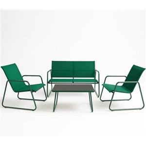 BAKAJI Set Salotto da Giardino con 2 Sedie, Divano e Tavolino con Rivestimento in Tessuto Traspirante, Poltrone da Esterno con Tavolo e Divanetto, Ideale Patio, Balcone, Bistrot, Ristorante (Verde)