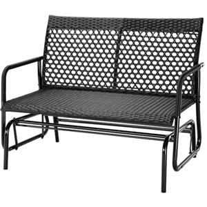 BAKAJI Panchina a Dondolo in Rattan 2 Posti da Esterno, Panca da Giardino Basculante, Divanetto Dondolante Ergonomico con Struttura Resistente ai Raggi UV e Intemperie, Adatto Balconi, Patio, Terrazzo