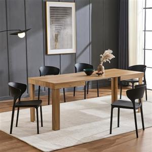 Shally Dogan Tavolo Allungabile da 4 a 6 Posti per Sala da Pranzo e Cucina, Tavolo Estensibile da 120 a 200 cm con Apertura a Scorrimento, Struttura Robusta, Design Moderno Salvaspazio (Quercia)