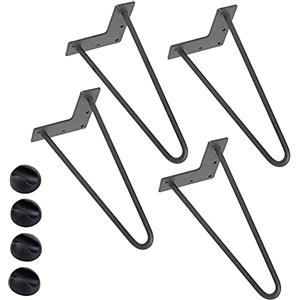 BAKAJI Set 4 Gambe da Tavolo Altezza 36 cm in Metallo Piedi per Tavolino Divano Sgabelli e Mobili con Piedini Antiscivolo Design Moderno Industriale Colore Grigio Kit Montaggio Incluso