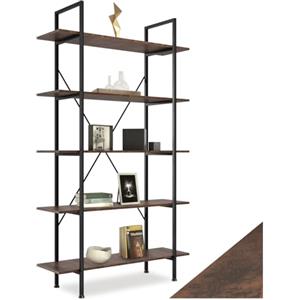tectake® Scaffale Glasgow Industrial 106 x 34,5 x 179,5 cm, Libreria Verticale, 5 Ripiani con belle venature, Libreria Portaoggetti, Montaggio Semplice e Rapido, Biblioteca - Legno Industriale Scuro