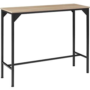 tectake® Tavolo Alto da bar snello, Tavolo stile industriale minimalista, Bancone Bar, supporto in acciaio verniciato, piedi regolabili 120 x 40 x 100,5 cm - Legno Industriale Chiaro, Rovere Sonoma