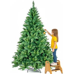 BAKAJI Albero di Natale Super Folto Pino Verde con Base a Croce in Metallo Pieghevole di Altissima Qualità, Montaggio Facile con 1586 Rami a Innesto (Verde Canberra, 240 cm)