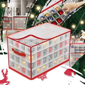 BAKAJI Scatola Portaoggetti per Palline di Natale con Divisori, Contenitore per Addobbi Natalizi Palle per Albero, Organizer Decorazioni Natalizie e Ornamenti, Pieghevole e Salvaspazio (112 Scomparti)