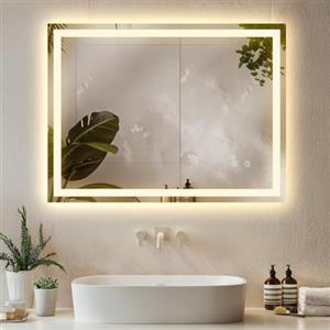 tectake® Specchio bagno a LED Clara, specchio da parete retroilluminato, specchiera bagno con luce, antiappannamento, design moderno, led bagno, smart led mirror - Rettangolare - 60 x 80 cm