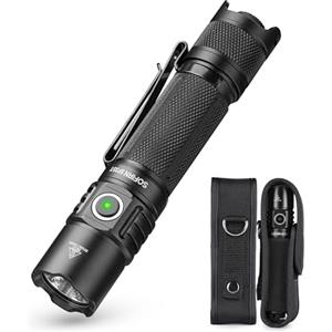 CSTEBOKE Sofirn SP35T - Torcia tattica con fondina, 3800 lumen con doppio interruttore, 8 modalità di illuminazione, torcia LED super luminosa con IPX8, USB-C, torcia ricaricabile per caccia, campeggio, corsa