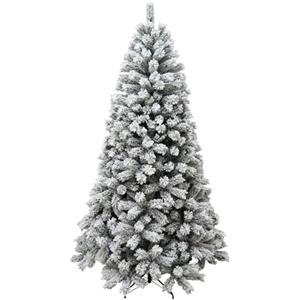 BAKAJI Albero di Natale Super Folto Pino Innevato con Base a Croce in Metallo Pieghevole di Altissima Qualità, Montaggio Facile con Rami a Innesto (Bianco, 210 cm)