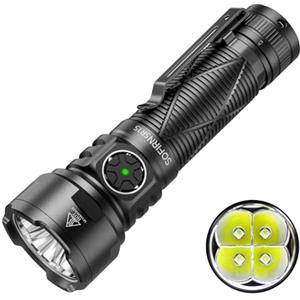 Sofirn SR15 Torcia, 4500 LM, Portata di 510 M, 8 Modalità di Illuminazione, Blocco, Torcia Led Ricaricabile con Type-C, IPX8, Clip, Magnete, Potente Professionale per Campeggio, Caccia ed Emergenze