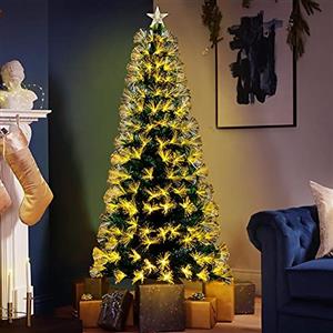 Bakaji Albero di Natale Luminoso Altezza 180 cm con 225 Luci Bianco Caldo Decorazioni Natalizie da Esterno e Interno Addobbi Natalizi Design Moderno Elegante Base a Croce