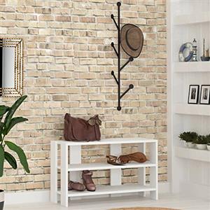 Shally Dogan Ingresso Appendiabiti a Parete e Scarpiera in Stile Moderno, Set Completo di Mobile Portascarpe 3 Ripiani e Attaccapanni da Muro con 6 Ganci, Materiali Robusti (Bianco)