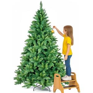BAKAJI Albero di Natale Super Folto Pino Verde con Base a Croce in Metallo Pieghevole di Altissima Qualità, Montaggio Facile con 750 Rami a Innesto (Verde Canberra, 180 cm)