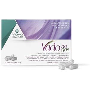 PromoPharma Vado No Gas - Integratore per Gonfiore Addominale, Meteorismo e Gas Intestinali - Enzimi Digestivi,Fermenti Lattici Probiotici e Finocchio - Allevia Flatulenza e Favorisce la Digestione - 20 Compresse