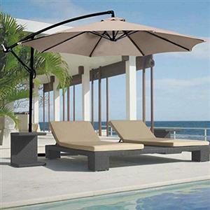 BAKAJI Ombrellone da Giardino Decentrato 3x3 Mt Palo Alluminio Chiusura a Manovella Base a Croce Sistema Air Vent Arredamento Esterno Gazebo Piscina Giardino Terrazzo Ambienti Esterni (Tortora)