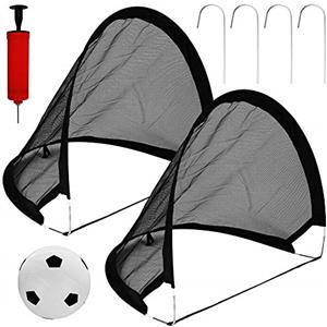 Fantastiko Toys Set 2 Porte da Calcio Pop-Up Pieghevoli per Bambini con Pallone e Gonfiatore Allenamento Calcetto Rigori Gioco Esterno Giardino (120 x 86 cm)