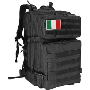 Oreunik Zaino Militare 45L, Zaino Tattico Impermeabile, Zaini Molle Grande Zaino d'Assalto per Trekking, Campeggio, Escursionismo (Nero)