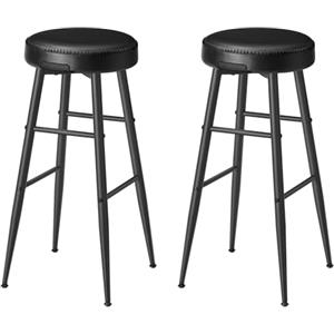 VASAGLE EKHO Collezione - Sgabelli Cucina, Set da 2 Sgabelli Alti da Bar, Sedie Cucina, Rivestimento con Cucitura, Altezza 76,2 cm, Sala da Pranzo, Facile da Montare, Nero Inchiostro LBC090B01