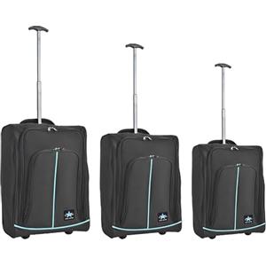 PROVITERA Set 3 Valigie Morbide Resistenti, Bagaglio a Mano con Rivestimento Morbido e Maniglia Telescopica, Valigia Trolley Resistente da Viaggio Morbida con Ruote Coveri Viale Morin (Nero)