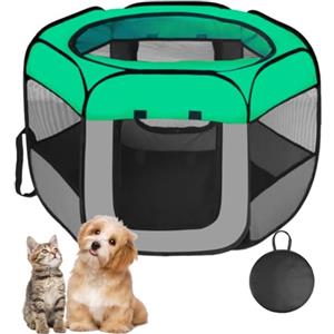 Floving Box portatile per animali domestici, gabbie per cani di medie dimensioni, per interni ed esterni, recinto pieghevole per cani, cuccia per gatti, box per animali domestici (Verde, M, 6-Jan)