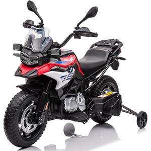 Mondial Toys Motocicletta BMW F 850 GS Moto Elettrica Bambini 12V Ruote in Gomma EVA Rotelle Removibili Cavalletto in Metallo Luci LED USB Suoni Sedile Ampio 3-8 Anni Sospensioni fino a 30 kg Rosso