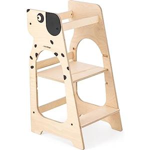 Mamatoyz 07KDOG Kule Cane Torre Montessoriana di Apprendimento Multiuso Learning Tower in Legno Naturale Multistrato di Betulla con 3 Altezze Regolabili Senza Spigoli con Bordi Arrotondati