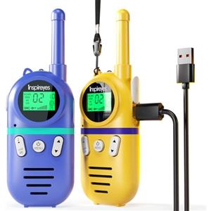 Inspireyes Walkie-Talkie Bambini Ricaricabili, 48 Ore di Orario di Lavoro, 3 Chilometri di Lungo Raggio, Regali di Compleanno per Ragazzi Ragazze, Giocattoli da Esterno per Bambini di 3-12 Anni