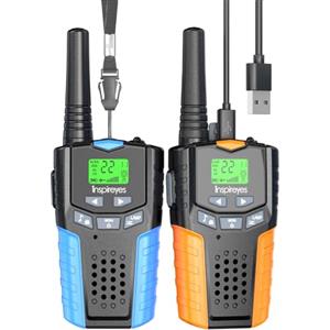 Inspireyes Walkie-Talkie Bambini Ricaricabili, 48 Ore di Orario di Lavoro, 3 Chilometri di Lungo Raggio, Giocattoli da Esterno per Bambini di 3-12 Anni,Confezione da 2