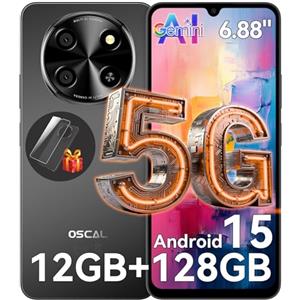OSCAL Tiger 8 6.88" HD+ 120Hz Smartphone 5G AI, DokeOS(Android 15 Pro), 12GB+128GB/2TB Telefono Cellulare, 5000mAh/18W, 16MP+8MP, 5G Dual SIM/OTG/NFC/GPS/Face ID/Fingerprint