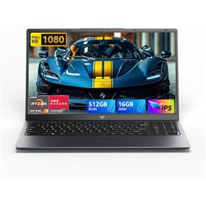 Tivique PC Portatile,Ryzen 4300U Processore(Fino a 3,7 GHz),Batti 3500U/3200U/N150,16GB RAM 512GB SSD Notebook,1920 * 1080 IPS Full HD 15,6" Portatile Adatto a studenti e lavoratori,BT5.0,3*USB3.2