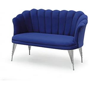 Totò Piccinni Divano PETALO due posti in velluto imbottito gambe in metallo (Blu)