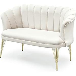 Totò Piccinni Divano PETALO due posti in velluto imbottito gambe in metallo (Crema)