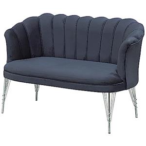 Totò Piccinni Divano PETALO due posti in velluto imbottito gambe in metallo (Grigio)