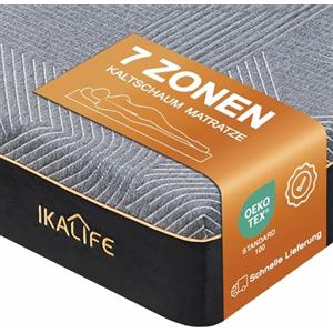 IKALIFE Materasso Memory Foam Matrimoniale 180x200-7-Zone Materasso Ortopedico Ergonomico Altezza 20 cm, Medio Rigido H3, Certificato OEKO-TEX, Antiacaro e Anallergico, Traspirante e Antibatterico