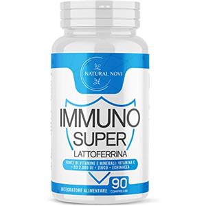 Natural Novi Immuno Super Lattoferrina Pura | 90 Compresse alto dosaggio | 3 mesi di Fornitura | con Vitamina D 2.000 UI | Echinacea | Vitamina C | Zinco | Immuno Stimolante | Rinforza sistema Immunitario