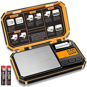 UNIWEIGH Bilancia di Precisione 200g/0,01g, Digitale Bilancia Tascabile, Mini Portatile Bilance per Gioielli, Bilancia Grammi, per Cucina,Alimenti, Caffè, Farmaci (batteria inclusa) arancione