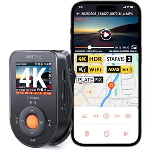 Vantrue S1 Pro Max 4K Starvis 2 Dashcam Auto Anteriore, 5G WLAN, GPS 155° HDR, Monitoraggio, LTE Opzionale, Smart ADAS, Comando Vocale, Modo Privacy, 1TB Max