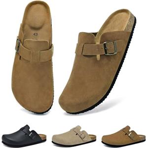 Wizshoe Sabot Uomo Zoccoli Chiuse Comode Pantofole da Casa Ciabatte Slip On Sandali Comfort Maschio Scarpe da Giardino Ciabatta da Camera Antiscivolo Clogs Sottopiede in Sughero Marrone 44 EU