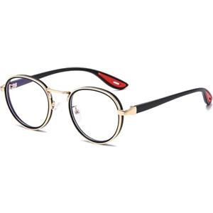 LJCZKA Occhiali Anti Luce Blu Rotondi pour Uomo Donne Fotocromatici Rotondo Lunettes à Filtre de Lumière Bleue Anti Fatigue pour Ordinateur, Jeux, PC (Nero Oro, 0.0, x)
