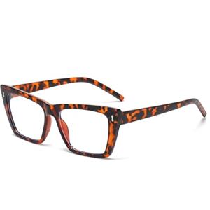 LJCZKA Occhiali Luce Blu Occhi di Gatto Donna, Montatura Occhiali da Vista Grande Occhiali Anti Luce Blu Antiriflesso Chiara Lente per Computer, Gioco (Leopardo, 0.0, x)