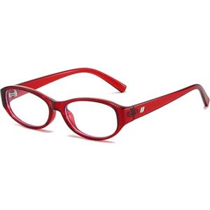 LJCZKA Occhiali Luce Blu Ovali Donna, Montatura Occhiali da Vista Ovali Piccoli Occhiali Occhi di Gatto Anti Affaticamento per Computer Gioco Lettura (Rosso)