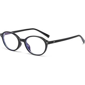 LJCZKA Occhiali Luce Blu Ovali Donna Uomo Occhiali Filtro Luce Blu Ovale y2k Piccoli Nerd Montatura Anti Affaticamento per Computer Gioco (Nero, 0.0, x)