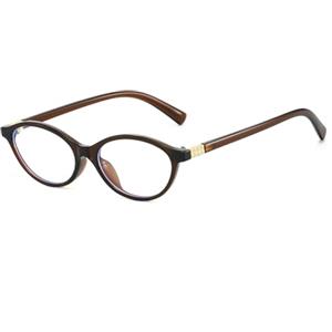 LJCZKA Occhiali Luce Blu Ovali Donna Uomo Montatura Occhiali da Vista Ovali Piccoli Y2K Occhi di Gatto Anti Affaticamento per Computer, Gioco, TV (Marrone, 0.0, x)